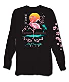 Riot Society Flamingo Blossom Mens Long Sleeve T-Shirt - Black, Large