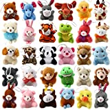 32 Piece Mini Plush Animal Toy Set, Cute Small Animals Plush Keychain Decoration for Themed Parties, Kindergarten Gift, Teacher Student Award, Goody Bags Filler for Boys Girls Child Kid Laxdacee