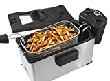 Elite Gourmet EDF-3500 Basket Electric Deep Fryer with Timer and Temperature Knobs (3.5 Quart, Stainless Steel)