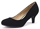 DREAM PAIRS Women's Luvly Black Nubuck Bridal Wedding Low Heel Pump Shoes - 9 M US