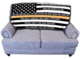 Police Department - Dispatcher's Protection Prayer - Yellow Line - American Flag - for Back of Couch or Sofa - Cotton Woven Blanket Throw - Made in The USA (61x36)