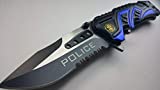 Mtech 8" Police Blue/Black Spring Assisted Folding Knife Blade Pocket Open Switch- Firefighter Rescue Pocket Knife - Hunting Knives, Military Surplus - Survival and Camping Gear