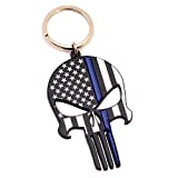 Police Officer Gift - Thin Blue Line Flag Skull Bottle Opener Keychain - Honoring Law Enforcement - Gift Idea for Cop