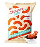 Schoolyard Snacks Low Carb Keto Cheese Puffs - BBQ - High Protein - All Natural Barbecue Snack - Gluten & Grain-Free - Healthy Chips - Low Calorie Food - 12 Pack Single Serve Bags - 100 Calories