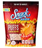 Flaming Hot High Protein Keto Puffs, Crunchy Flamin Healthy Snacks Food for Adults & Kids, Spicy Low Carb Ketogenic Diet Friendly Snack, Fuego Cheddar Cheese Puff Balls – Gluten & Grain Free – 7 SV