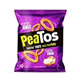 PeaTos Crunchy Rings Snacks, Classic Onion, .6 Ounce (15 Count), Junk Food Taste, Made from Peas, Bold Flavors, 4g Protein and 3g Fiber, Pea Plant Protein Snack