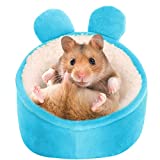 SAWMONG Hamster Mini Bed, Warm Small Pets Animals House Bedding, Cozy Nest Cage Accessories, Lightweight Cotton Sofa for Dwarf Hamster (Blue)