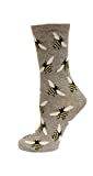 Hot Sox Women's Animal Series Novelty Casual Crew, Bees (Grey Heather), Shoe Size: 4-10 (Sock Size: 9-11)