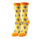 HAPPYPOP Bee Socks for Women Girls Funny Yellow Honey Bumble Bee Socks Gift for Bee lovers