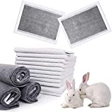 kathson Disposable Pet Pee Pads All-Absorb Black Carbon Cage Liners Odor-Control Bunny Training Accessories with Quick-Dry Surface for Rabbits Guinea Pigs Hedgehogs Puppy Small Animals 50PCS