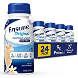 Ensure Original Nutrition Shake with Fiber, Small Meal Replacement Shake, Complete, Balanced Nutrition with Nutrients to Support Immune System Health, Vanilla, 8 fl oz, 24 Count