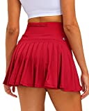 Stylezone Athletic Tennis Skirts Sports Skirt Pleated Tennis Skirts for Women with Pockets Athletic Golf Skorts Activewear for Running Workout Red M