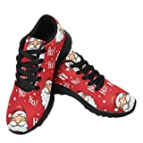 InterestPrint Women's Training Shoes, Sneakers for Women Athletic Running Christmas Head Santa Pattern US8