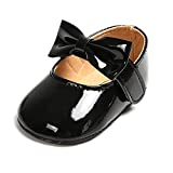 SOFMUO Baby Girls Mary Jane Flats with Bowknot Ballet Slippers Toddler First Walkers Infant Princess Wedding Party Christmas Dress Shoes(Black,12-18 Months)