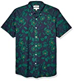 Amazon Brand - Goodthreads Men's Standard-Fit Short-Sleeve Printed Poplin Shirt, Black Line Floral X-Large