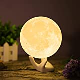 Moon Lamp Balkwan 3.5 inches 3D Printing Moon Light uses Dimmable and Touch Control Design,Romantic Funny Birthday Gifts for Women ,Men,Kids,Child and Baby. Rustic Home Decor Rechargeable Night Light