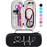 BOVKE Stethoscope Case for 3M Littmann Classic III, Lightweight II S.E, MDF Acoustica Deluxe Stethoscopes - Extra Room for Medical Bandage Scissors EMT Trauma Shears and LED Penlight, Black