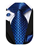 Hi-Tie Royal Blue Ties for Men Plaids and Checks Woven Neckties Business Prom Set