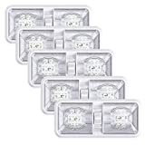 5 Pack Leisure LED RV LED Ceiling Double Dome Light Fixture ON/Off Switch Interior Lighting for Car/RV/Trailer/Camper/Boat DC 11-18V Natural White 4000-4500K 48X2835SMD (Natural White 4000-4500K, 5)