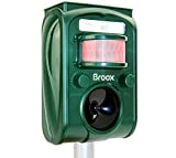 Broox 2023 Upgraded Solar Animal Repellent Outdoor, Ultrasonic pest Repeller, Waterproof Motion Detection LED Flash Light, Dog, Cat Repellent, Squirrel, Raccoon, Skunk, Rabbit, Rodent Repellent, Deer
