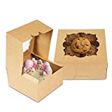 6x6x3 Bakery Boxes with Window Cookie Boxes for Packaging Mini Cake Boxes for Gift Giving 15 Pack(Brown)