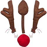 Hxezoc Car Reindeer Antlers & Nose Christmas Decorations Set Large Rudolph Reindeer Antler & Nose & Tail Christmas Costume - Auto Accessories Decoration for Car Trucks Vans SUV Car