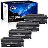 Uniwork Compatible Toner Cartridge Replacement for HP 80A CF280A 80X CF280X 05A CE505A for Laserjet Pro 400 M401A M401D M401N M401DN M401DNE M401DW, MFP M425DN Printer Tray (4 Black)