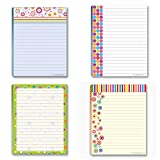 Fun Pattern Designs Pads - 4 Assorted Notepads - Shopping List, Teachers, Home, Office, Small Gift
