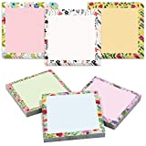 Sticky Notes Floral Note Pads Cute Sticky Notes Notepads Memo Pads 3 x 3 inch 80 Sheets/Pad 6 Pads with 6 Magnet Pins