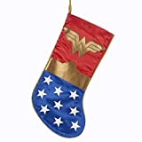 Kurt Adler Wonder Woman Logo Applique Christmas Stocking, One Size, Multicolor