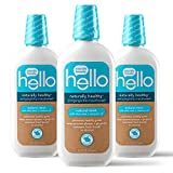 hello Oral Care Naturally Healthy Antigingivitis Fluoride Free and SLS Free Mouthwash with Aloe Vera and Coconut Oil, Blue, 16 Fl Oz (Pack of 3)