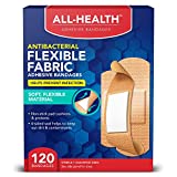 All Health Antibacterial Flexible Fabric Adhesive Bandages, Assorted Sizes Variety Pack, 120 ct | Helps Prevent Infection, Flexible Protection for First Aid and Wound Care