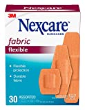 Nexcare Heavy Duty Flexible Fabric Bandages, Assorted Sizes, 30 Count Packages (Pack of 4)
