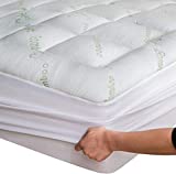 Bamboo Full Mattress Topper - Thick Cooling Breathable Pillow Top Mattress Pad for Back Pain Relief - Deep Pocket Topper Fits 8-20 Inches Mattress (Bamboo, Full Size 54x75 Inches)