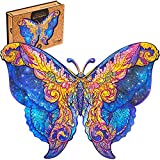 UNIDRAGON Wooden Jigsaw Puzzle, Intergalaxy Butterfly, Best Gift for Adults and Kids, Unique Shape Jigsaw Pieces - 199 pcs, 12.6" x 9", Size Medium