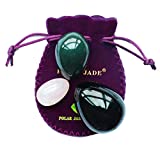 Kegel Muscle Training Eggs 3-pcs Set with 3 Sizes and 3 Gemstones, with Unwaxed Thread & Instructions, Made of Nephrite Jade, Rose Quartz and Obsidian, for Pelvic Floor Muscles Training, Polar Jade