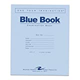 Roaring Spring Test Blue Exam Book, 50 Pack, Wide Ruled with Margin, 8.5" x 7" 16 Sheets/32 Pages, Blue Cover, (77414)