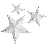 YL Crafts - Metal Star Wall Decoration Mounted Wall Art 3pcs/set (White)