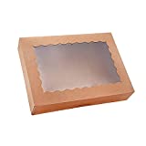 Tcoivs 20-Pack Bakery Boxes with Window, 12" x 8" x 2.5" Cookie Boxes, Treat Boxes, Large Donut Boxes for Pies, Muffins and Pastries (Brown)