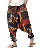 perdontoo Men Women Baggy Hippie Boho Gypsy Yoga Aladdin Harem Pants (34, Style 1)