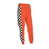 malianna Women Pantalon Femme Side Checkerboard Zipper Orange Trousers Plaid Patchwork Pencil Pants (M)