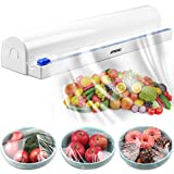 ArteiWo Household Reusable Food Plastic Wrap Dispenser with Cutter, Tin/Aluminum Foil Dispenser with Cutter, Maximum Replace Roll 12 Inch X 250 Ft, 1 BPA Free Plastic Wrap Included