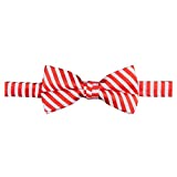 Jacob Alexander Men's Christmas Candy Cane Red White Stripe Pre-Tied Banded Bow Tie