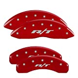 MGP Caliper Covers 12197SRT1RD Red Powder Coat Finish Front and Rear Caliper Cover, Set of 4 (RT1-Truck Silver Characters, Engraved)