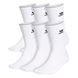 adidas Originals unisex adult Trefoil Crew (6-pair) Socks, White, Large US