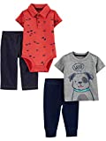 Simple Joys by Carter's Boys' 4-Piece Bodysuit, Top, and Pant Set, Dog/Construction, 18 Months