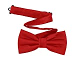 TINYHI Men's Pre-Tied Satin Formal Tuxedo Bowtie Adjustable Length Satin Bow Tie Red One Size