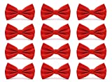 AVANTMEN Men's Bowties Formal Satin Solid - 6/12 Pack Bow Ties Pre-tied Adjustable Ties for Men Many Colors Option in bulk