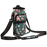 Nuovoware Water Bottle Carrier Bag, Bottle Pouch Holder, Adjustable Shoulder Hand Strap 2 Pocket Sling Neoprene Sleeve Sports Water Bottle Accessories for Men Women Kids Hiking Travelling Camping