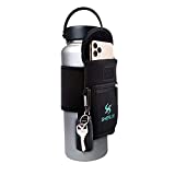 Gym Water Bottle Pouch - 18-40oz Water Bottle Holder for Running, Walking, Workout - Cell Phone, Cards, Accessory Pockets - Key Holder - Handheld Sport Water Bottle Caddy, Hydro Flask Carrier Sleeve